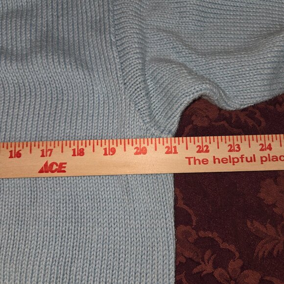 Rey Wear Cotton Blue Mock Neck Palm Tree Sweater Women's Size XL - Picture 4 of 4